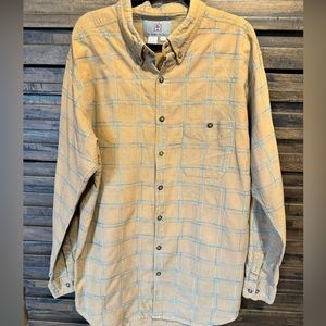 TERRITORY AHEAD Mens‎ XLT Button Up Shirt Mustard Long Sleeve Textured Blue